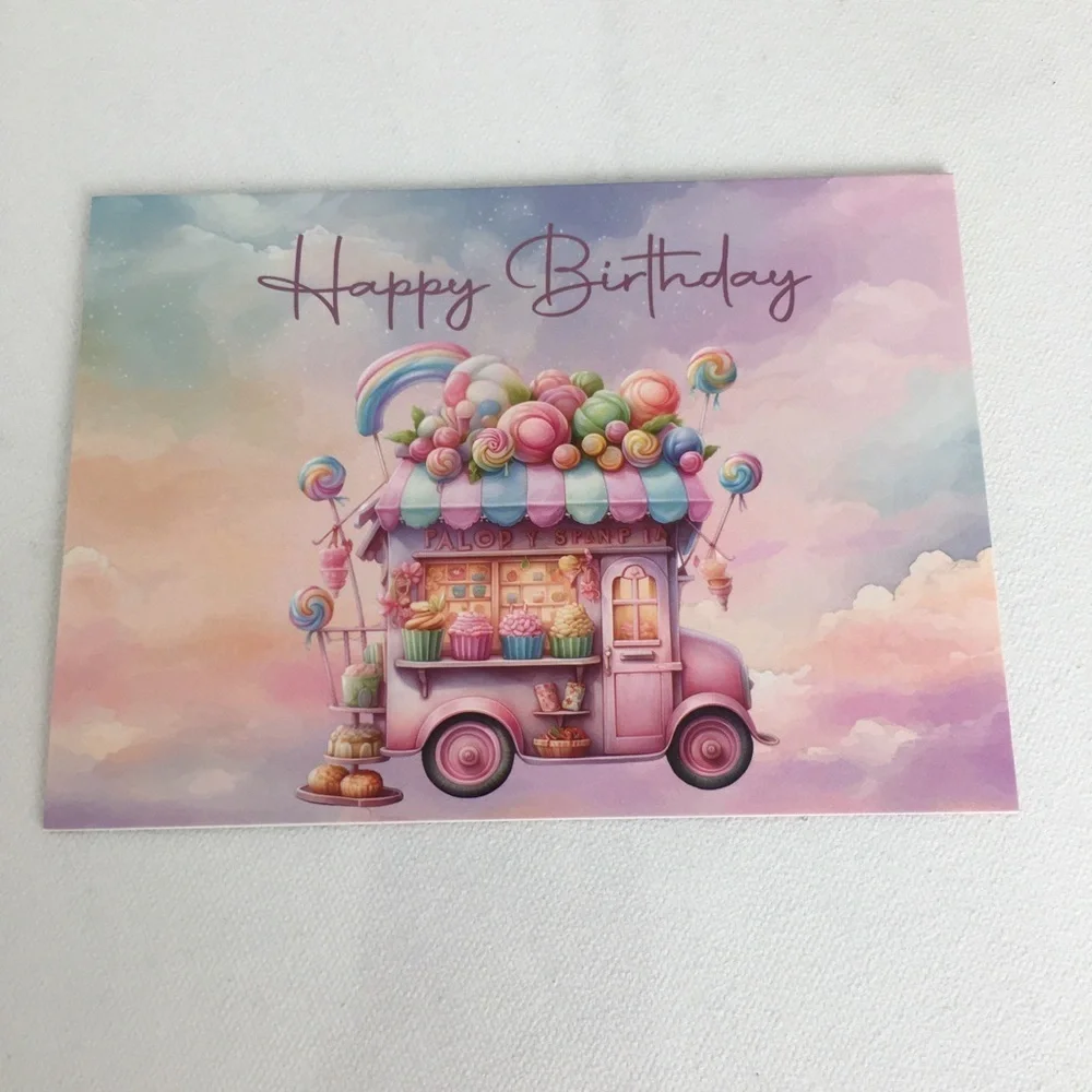 Assortment of 20 Cupcake Birthday Cards Pastel Pink Purple With Envelopes NEW